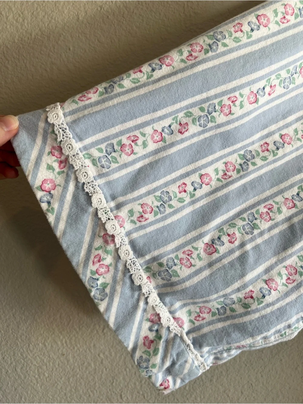Vintage Eileen West San Francisco Cotton Striped Floral Wrap Robe Cottagecore